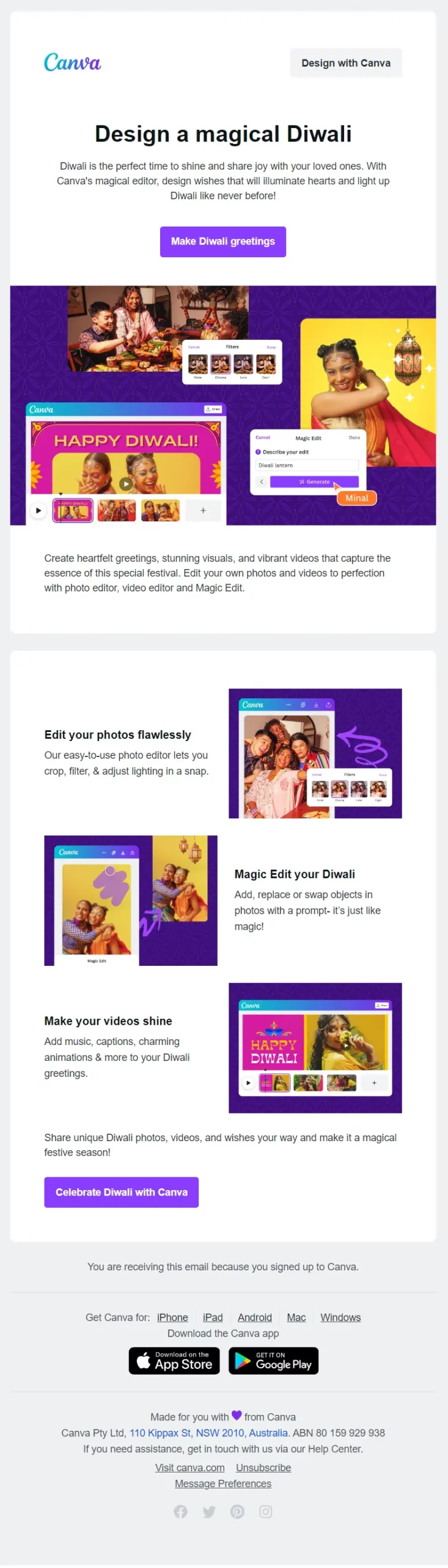 canva - diwali emailer