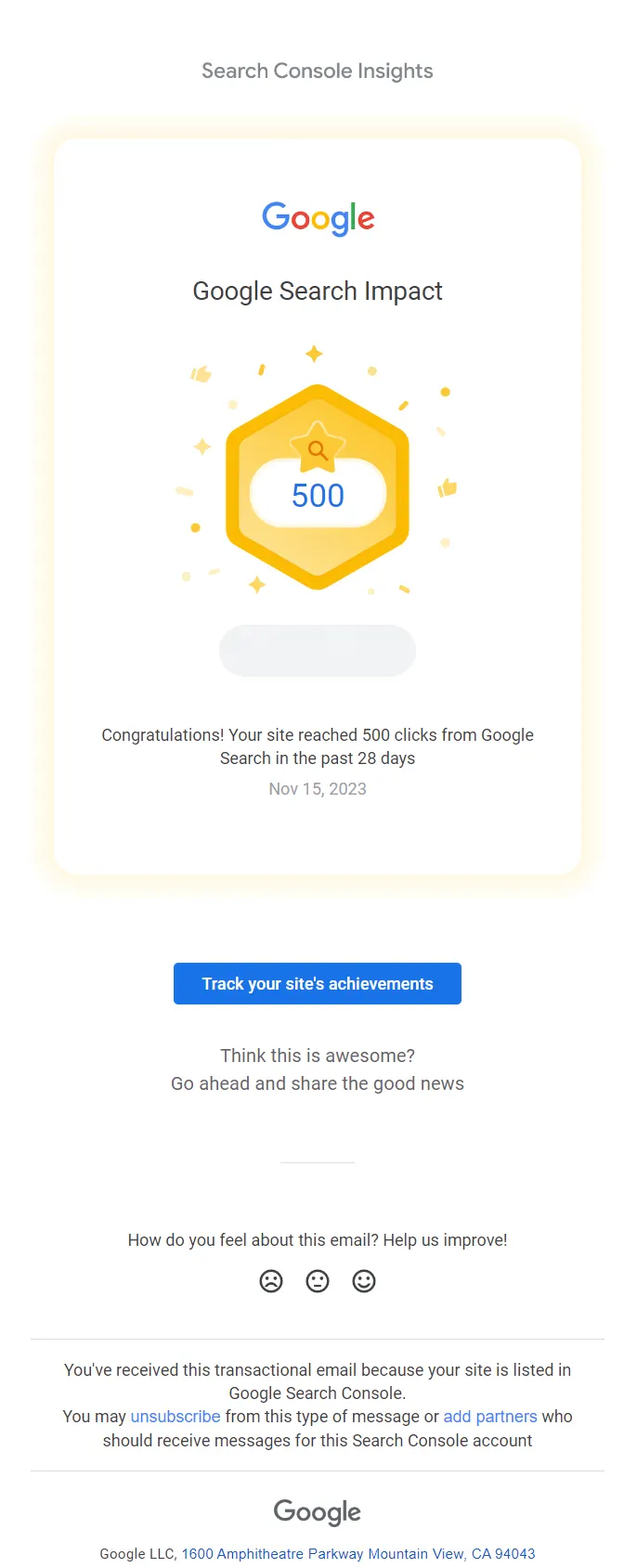 google search console email template