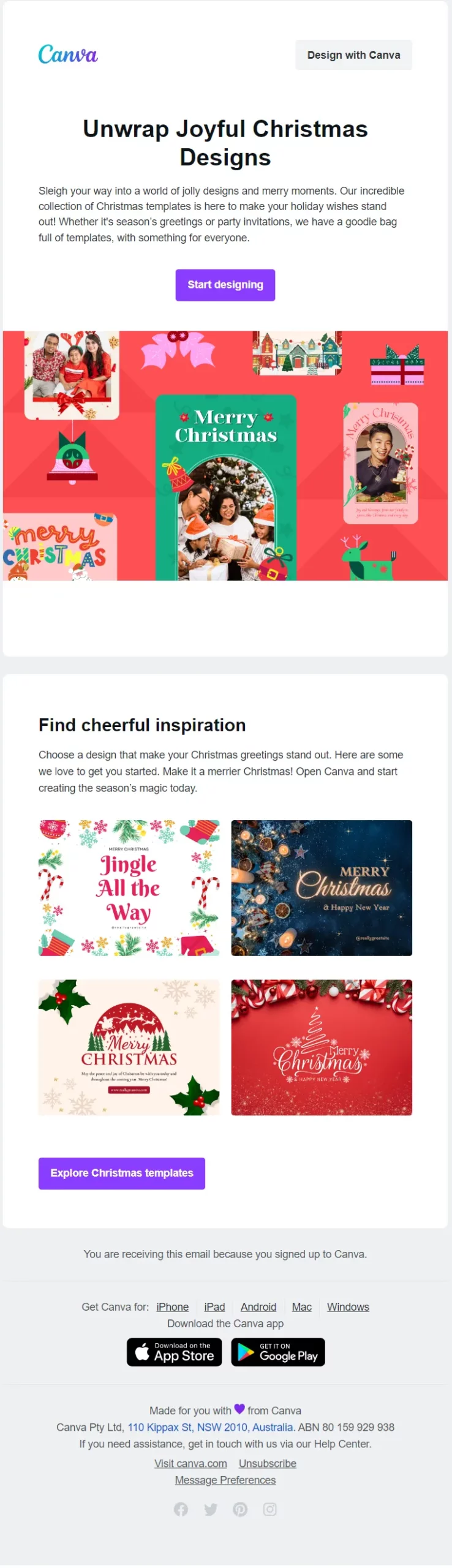 canva - christmas emailer