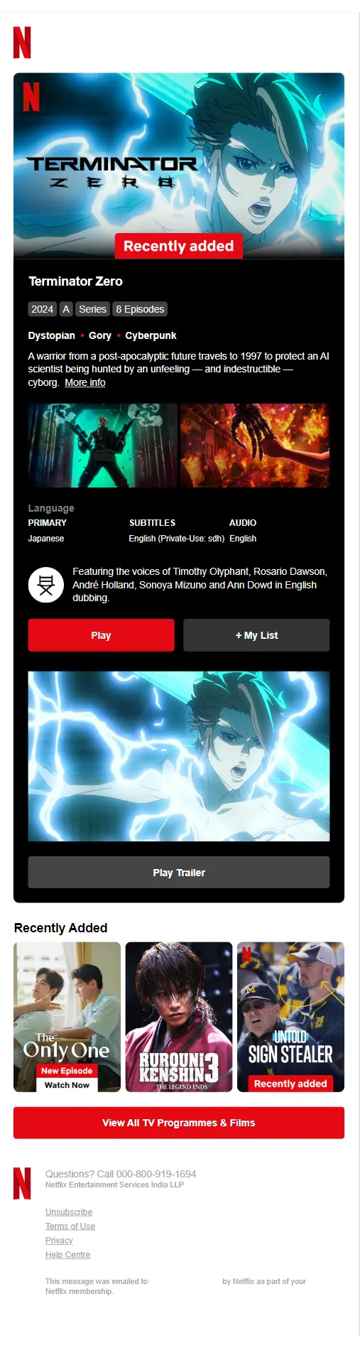 netflix reminder email