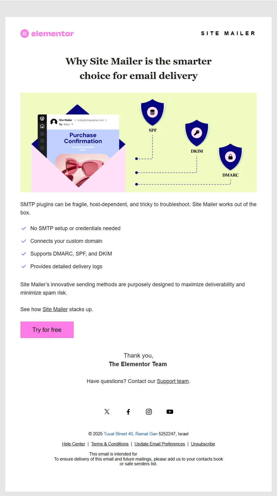 elementor emails