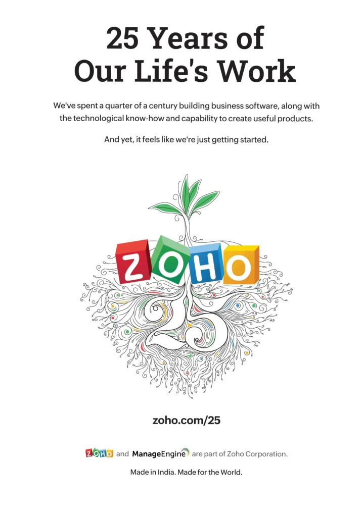 zoho 25 years print ad